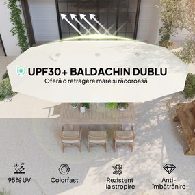 Outsunny Umbrelă de Soare cu Două Fețe și Mâner cu Manivelă Ușor de Utilizat, 455x265x238 cm, Bej | Aosom Romania