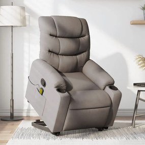 vidaXL Fotoliu rabatabil de masaj cu ridicare, gri taupe, textil
