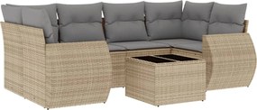 vidaXL Set canapele de grădină, 7 piese, cu perne, bej, poliratan