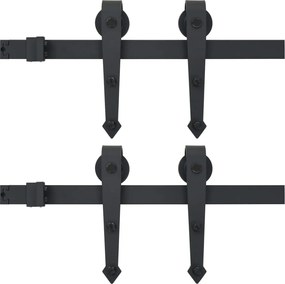 vidaXL Seturi de feronerie uși glisante, 2 buc., negru, 200 cm, oțel