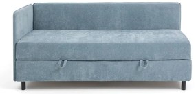 Pat albastru tapițat cu spațiu de depozitare cu saltea 90x200 cm Avela – Bonami Selection