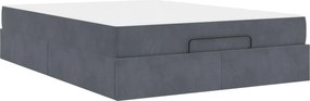 vidaXL Cadru de pat cu saltea cu saltea 2 pcs Gri Scurt Catifea