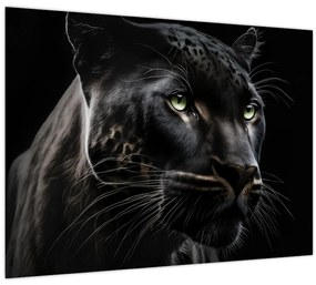 Tablou pe sticlă - Pantera Neagră (70x50 cm)