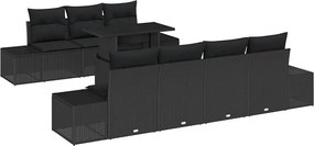 vidaXL Set de canapea cu pernă Manual 8 pcs Negru poliratan