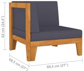 Canapea de colt modulara, perne gri inchis, lemn masiv acacia 1, Morke gra, Canapea coltar