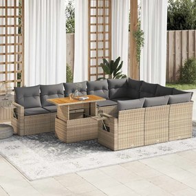 vidaXL Set canapele de grădină cu perne, 11 piese, bej, poliratan