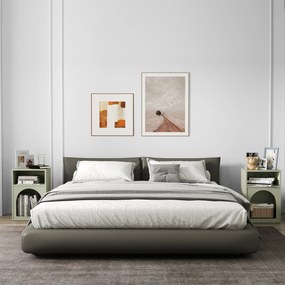 HOMCOM Lot de 2 mese de noapte, masă de noapte cu compartimente deschise, design aranjat, 40 x 30 x 60 cm, verde deschis | Aosom Romania