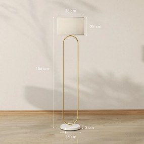 HOMCOM Lampă de Podea cu Comutator Pedală și Abajur Textil Auriu | Aosom Romania