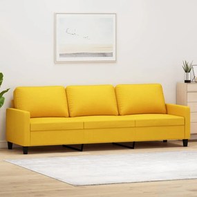 Canapea cu 3 locuri, galben deschis, 210 cm, material textil