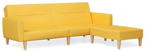 3080595 vidaXL Canapea extensibilă cu taburet, 2 locuri, galben, textil