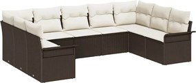 vidaXL Set de canapele pentru grădină 9 pcs Maro poliratan