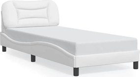 vidaXL Cadru de pat fără saltea, Hvar, alb, 80x200 cm, piele ecologică