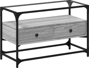 vidaXL Dulap TV blat sticlă, gri sonoma, 80x35x51 cm lemn prelucrat