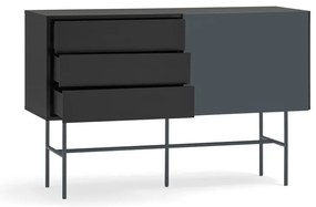 Comodă antracit joasă cu ușă glisantă negru-gri 140x91 cm Nube – Teulat