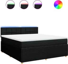 vidaXL Pat box spring cu saltea, negru, 180x200 cm, catifea