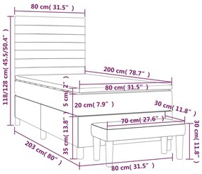 Pat box spring cu saltea, verde inchis, 80x200 cm, catifea Verde inchis, 80 x 200 cm, Benzi orizontale