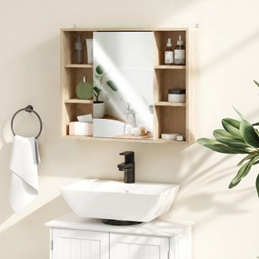 HOMCOM Dulap cu oglindă din MDF și PAL, cu 3 rafturi laterale și raft interior reglabil, 60x14.5x49.4 cm | Aosom Romania