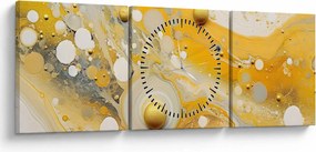 Tablou - fundal abstract cu decor de aur (cu ceas) (90x30 cm)
