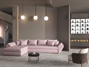 Colțar extensibil dumonde cu ladă de depozitare si sezut confortabil din spuma high-density, Loana XL Enjoy Flamingo 335x185 cm