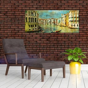 Tablou - Canalul de la Veneția și gondole (120x50 cm)