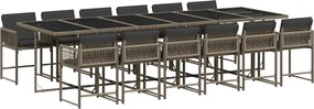 vidaXL Set mobilier de grădină cu perne, 13 piese, gri, poliratan