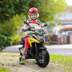 AIYAPLAY Motocicletă Electrică Copii, Licențiată Honda, Faruri Roți Antrenament, Galbenă | Aosom Romania
