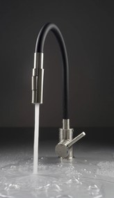 Baterie pentru chiuveta bucatarie, negru, cap mixer, pipa flexibila, 2 tipuri de jet, Deante Luno Negru