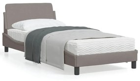 373069 vidaXL Cadru de pat cu tăblie, gri taupe, 80x200 cm, textil