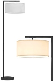 HOMCOM Lampadar lampă de picior abajur din material textil de in bază rotundă stabilă 47 x 37 x 153 cm negru si alb | Aosom Romania