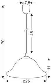 Lustră pe cablu VERA 1xE27/60W/230V auriu/alb
