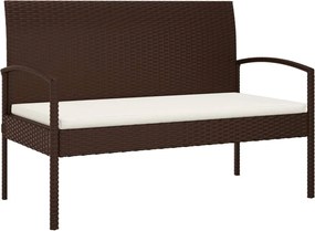 vidaXL Bancă de grădină cu pernă, maro, 105 cm, poliratan