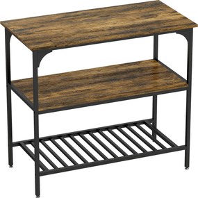 HOMCOM Raft de brutărie, raft de bucătărie cu 3 nivele și cadru din oțel, Maro rustic+Negru | Aosom Romania