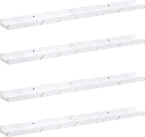 vidaXL Raft de perete 4 pcs Marmură albă 80 x 9 x 3 cm Lemn compozit