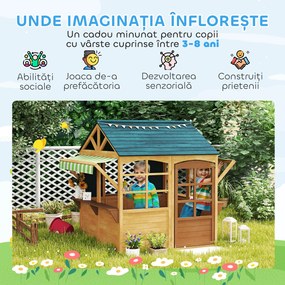 AIYAPLAY Casă pliantă lemn, 3-8 ani. | Aosom Romania
