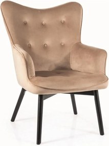 Fotoliu CARMEN, stofa catifelata bej - Bluvel 28, 72x75x99 cm