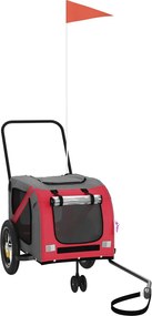 vidaXL Remorcă bicicletă animale companie, roșu/negru, oxford/fier