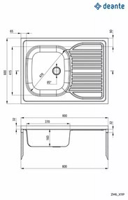 Chiuveta Deante Tango inox cu cuva orientata pe stanga 80x60 cm
