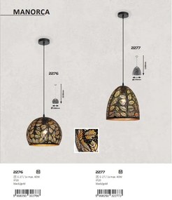 Pendul design industrial metalic negru/auriu MANORCA 2276 RX