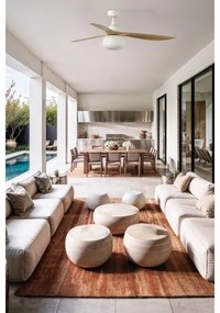 FARO 34361WT-11L Ventilator de tavan OUTWOOD L, 1xE27/15W, maro/alb, diam. 150 cm, WT, IP44, cu telecomandă