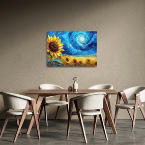 Tablou pe sticlă - Pictura floarea-soarelui (70x50 cm)
