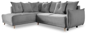 Colțar gri extensibil cu tapițerie din catifea reiată (colț stânga) Lazy Lukka – Miuform