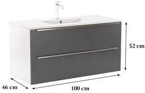 Dulap inferior Vario Trim 100 cu lavoar alb-antracit