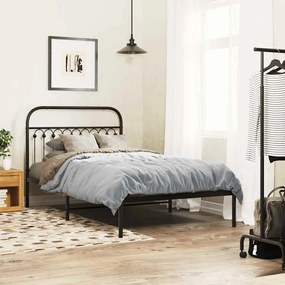 vidaXL Cadru de pat din metal cu tăblie, negru, 107x203 cm