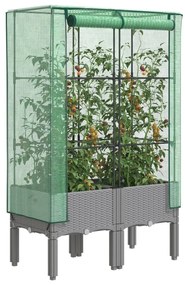 vidaXL Strat înălțat cu husă de seră, aspect ratan, 80x40x140 cm