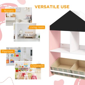 ZONEKIZ Unitate de depozitare a jucăriilor pentru copii cu sertare și rafturi detașabile, pentru dormitorul copiilor, roz | Aosom RO