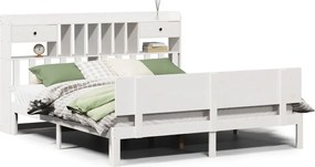 vidaXL Pat cu bibliotecă fără saltea, 180x200 cm, lemn masiv de pin