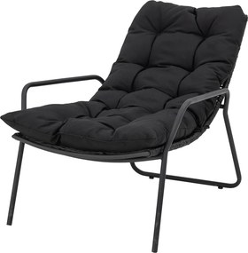 Set fotoliu si taburet, negru, cu perne, Boel