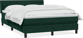 vidaXL Pat box spring cu saltea, verde închis, 160x220 cm, catifea