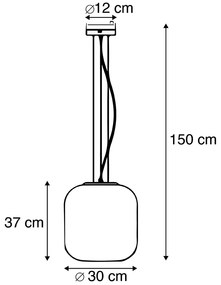 Lampă suspendată inteligentă neagră cu sticlă fumurie incluzând WiFi A60 - Bliss