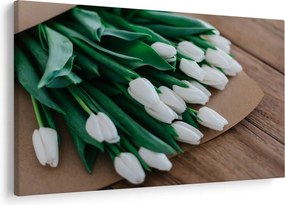Tablou cu buchet de lalele albe (90x60 cm)